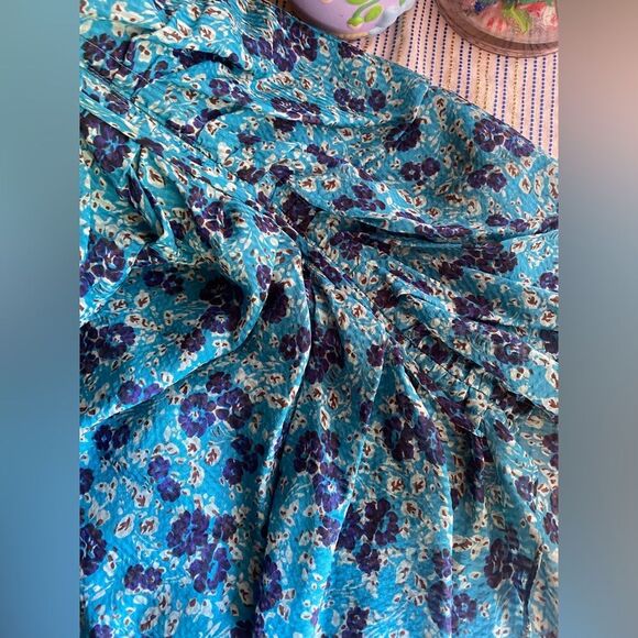 Veronica Beard Becky Floral-Print Silk Blue Shirtdress Dress Size 10 NEW - Picture 11 of 13